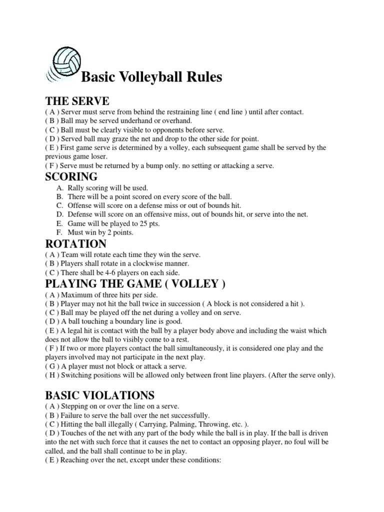 What are the key rules in volleyball game (simple breakdown for a better playing)